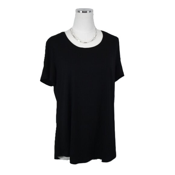 JM Collection Black Short Sleeve Top T-Shirt Size Large - Picture 1 of 7